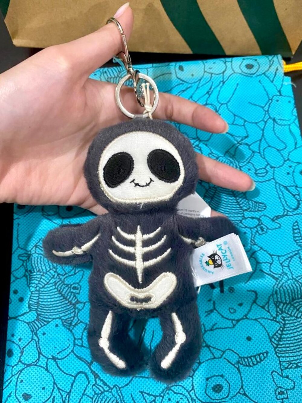 Jellycat Skeleton Bob Keychain Plushie